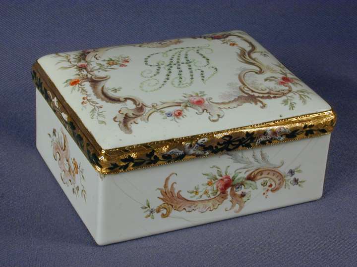 18th century German gold mounted rectangular enamel snuff box